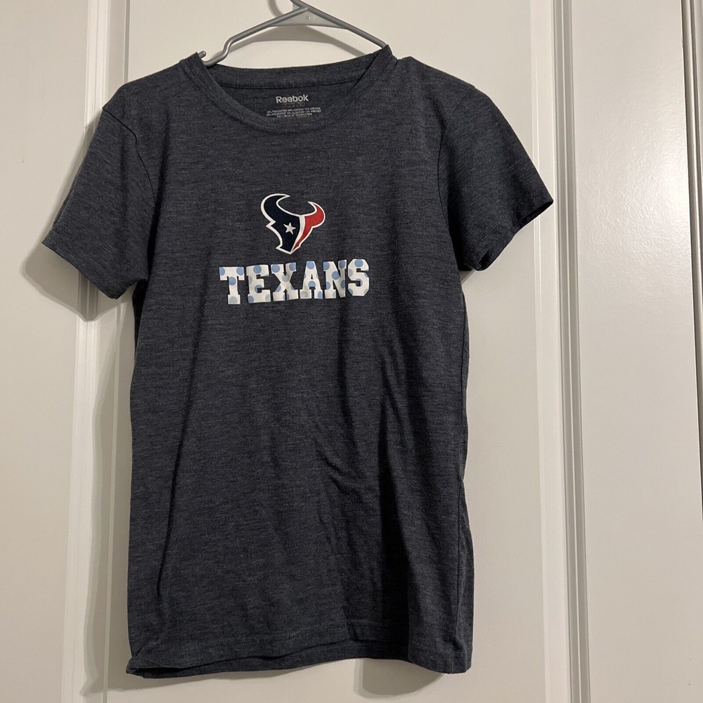Reebok Houston Texans Youth Large Grey Crew Neck Graphic T-shirt
